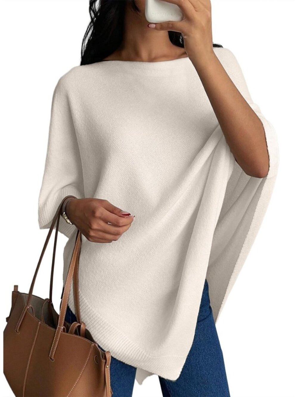 Womens Sweaters Elegant Knit Poncho Lightweight Asymmetry Shawl Wraps Fall